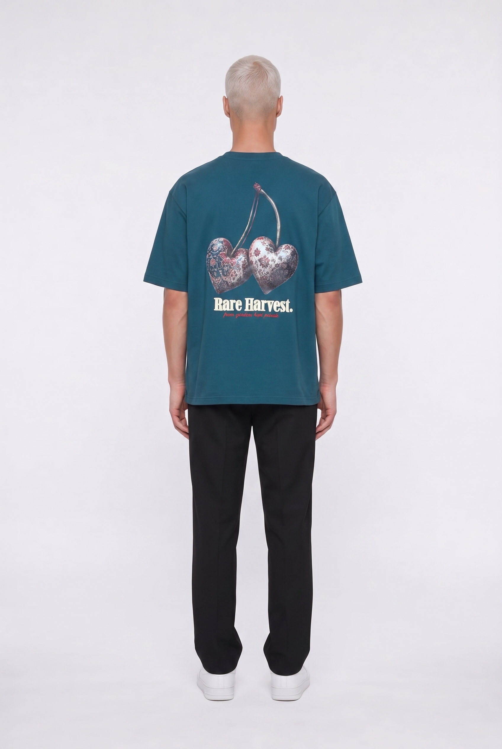 Erkek Harvest Baskılı Oversize T-Shirt Zümrüt