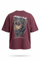 Erkek Hidden Self Baskılı Oversize T-Shirt Bordo