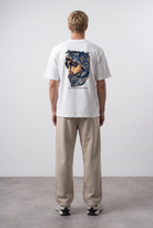 Erkek Hidden Self Baskılı Oversize T-Shirt Ekru