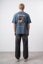Erkek Hidden Self Baskılı Oversize T-Shirt Petrol