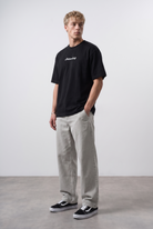 Erkek Hidden Self Baskılı Oversize T-Shirt Siyah
