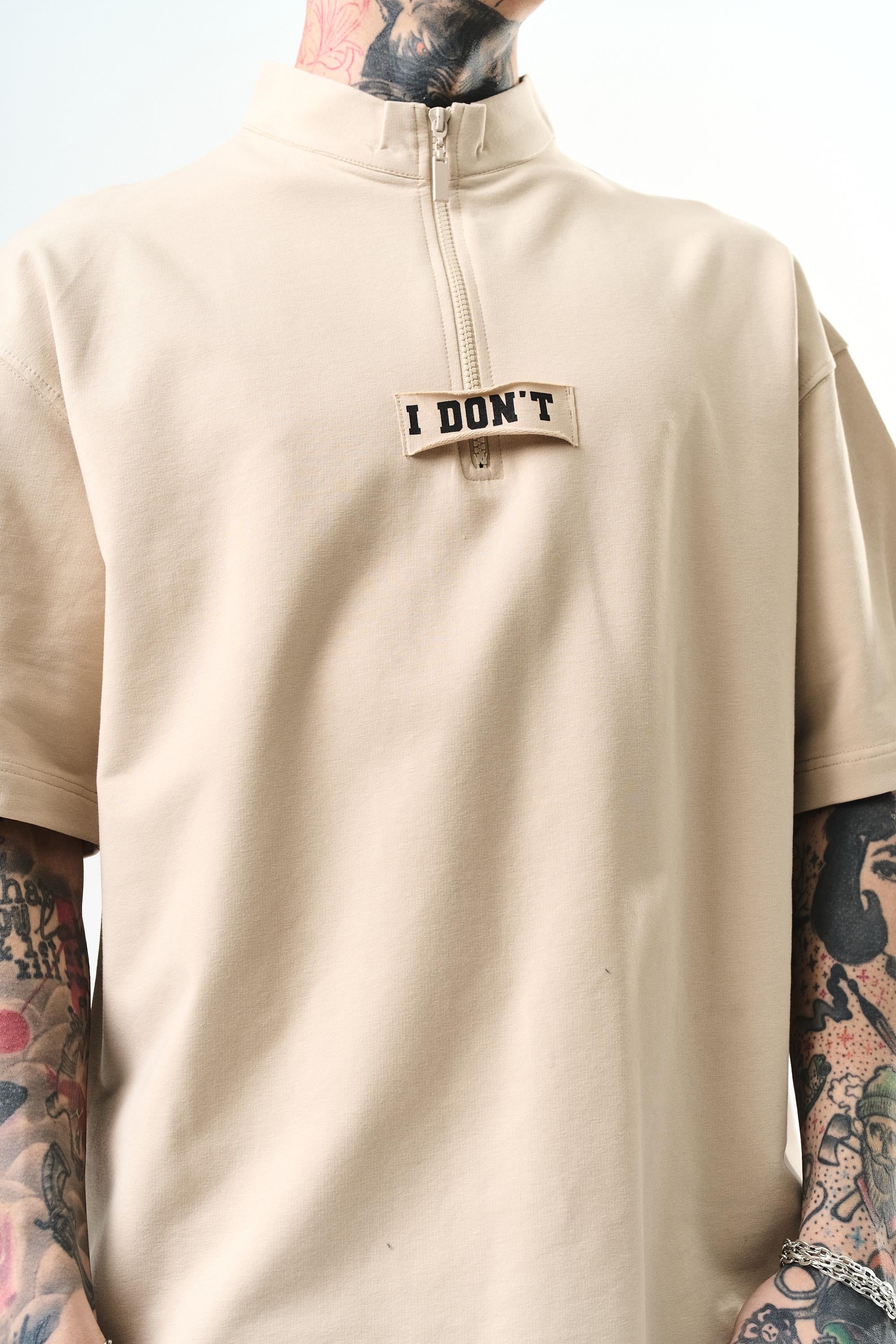 Erkek I Don'T Nakışlı Oversize T-Shirt Bej