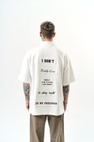 Erkek I Don'T Nakışlı Oversize T-Shirt Ekru