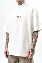 Erkek I Don'T Nakışlı Oversize T-Shirt Ekru