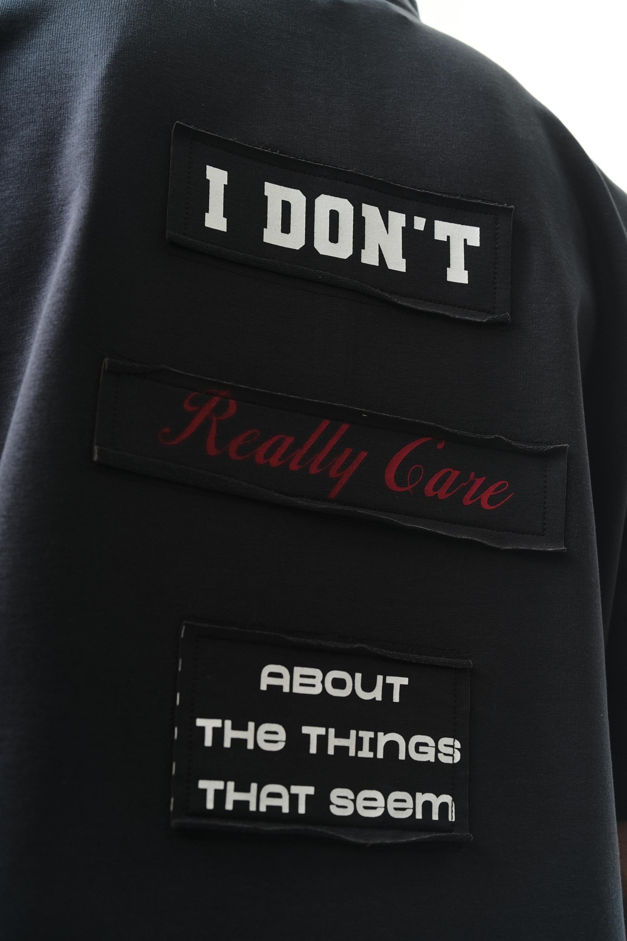 Erkek I Don'T Nakışlı Oversize T-Shirt Füme