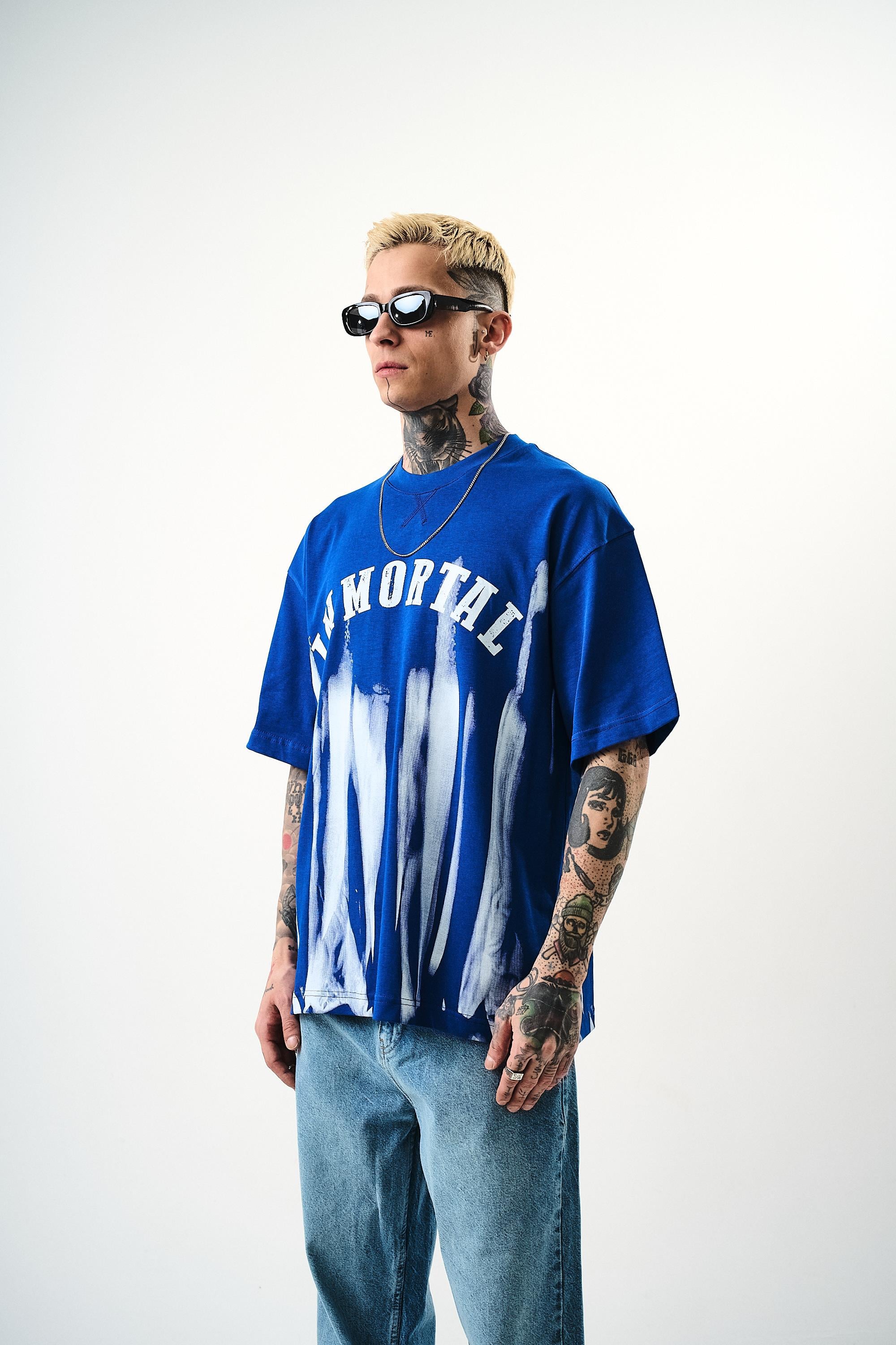 Erkek İMmortal Baskılı Oversize T-Shirt Saks