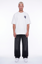 Erkek Itsbyzey Nakış Detaylı Oversize T-Shirt Ekru