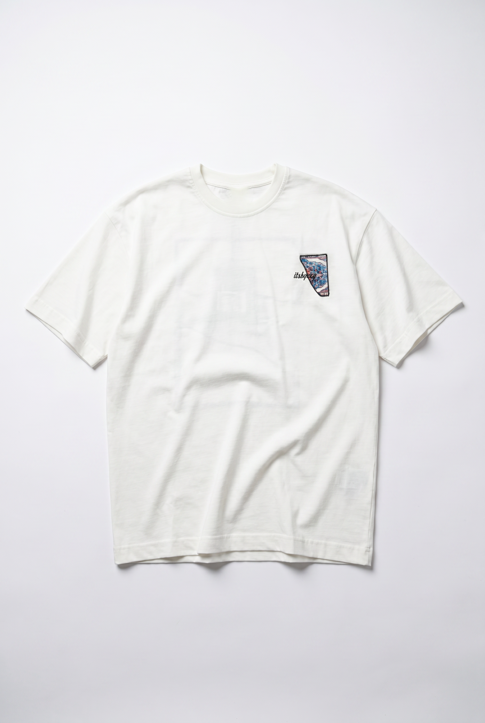 Erkek Itsbyzey Nakış Detaylı Oversize T-Shirt Ekru