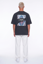 Erkek Itsbyzey Nakış Detaylı Oversize T-Shirt Füme