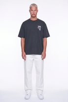 Erkek Itsbyzey Nakış Detaylı Oversize T-Shirt Füme