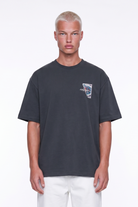 Erkek Itsbyzey Nakış Detaylı Oversize T-Shirt Füme