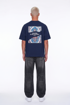 Erkek Itsbyzey Nakış Detaylı Oversize T-Shirt Lacivert