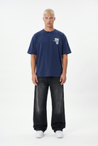 Erkek Itsbyzey Nakış Detaylı Oversize T-Shirt Lacivert