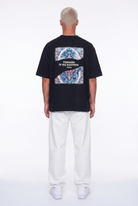 Erkek Itsbyzey Nakış Detaylı Oversize T-Shirt Siyah