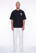 Erkek Itsbyzey Nakış Detaylı Oversize T-Shirt Siyah