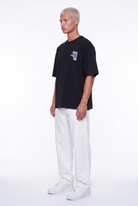 Erkek Itsbyzey Nakış Detaylı Oversize T-Shirt Siyah