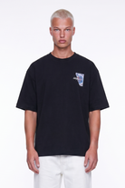 Erkek Itsbyzey Nakış Detaylı Oversize T-Shirt Siyah