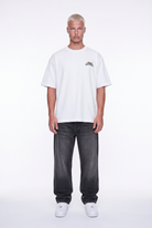 Erkek Leather Baskılı Oversize T-Shirt Ekru