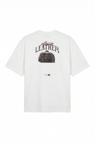 Erkek Leather Baskılı Oversize T-Shirt Ekru