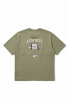 Erkek Leather Baskılı Oversize T-Shirt Haki