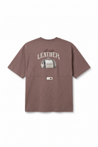 Erkek Leather Baskılı Oversize T-Shirt Kahve