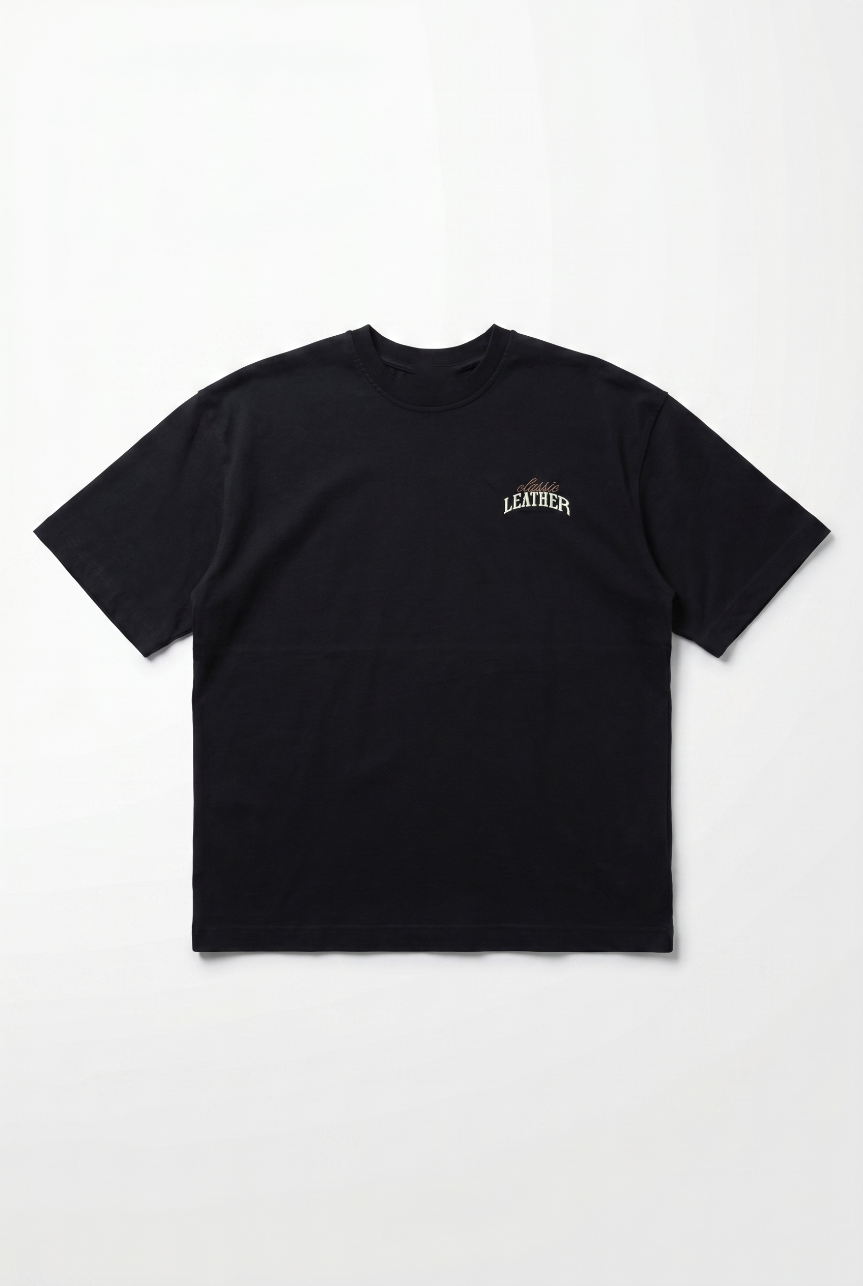 Erkek Leather Baskılı Oversize T-Shirt Siyah