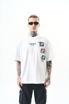 Erkek Low Vision Nakışlı Oversize T-Shirt Beyaz