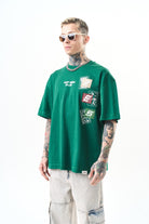 Erkek Low Vision Nakışlı Oversize T-Shirt Nefti