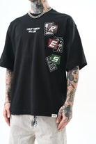 Erkek Low Vision Nakışlı Oversize T-Shirt Siyah