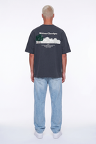 Erkek Maison Baskılı Oversize T-Shirt Füme