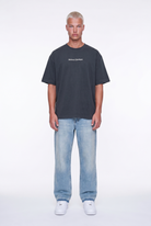 Erkek Maison Baskılı Oversize T-Shirt Füme