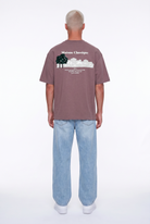 Erkek Maison Baskılı Oversize T-Shirt Kahve