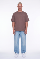 Erkek Maison Baskılı Oversize T-Shirt Kahve