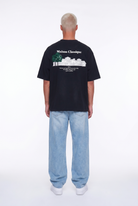 Erkek Maison Baskılı Oversize T-Shirt Siyah