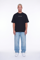 Erkek Maison Baskılı Oversize T-Shirt Siyah