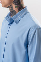 Respire-Erkek Nakış Detaylı Poplin Oversize Gömlek Bebe Mavi-Gömlek-4-Milagron.com