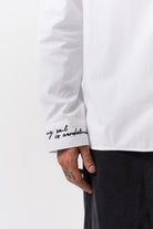 Respire-Erkek Nakış Detaylı Poplin Oversize Gömlek Beyaz-Gömlek-4-Milagron.com