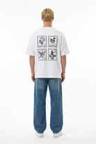 Erkek Nakışlı Oversize T-Shirt Ekru