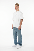 Erkek Nakışlı Oversize T-Shirt Ekru