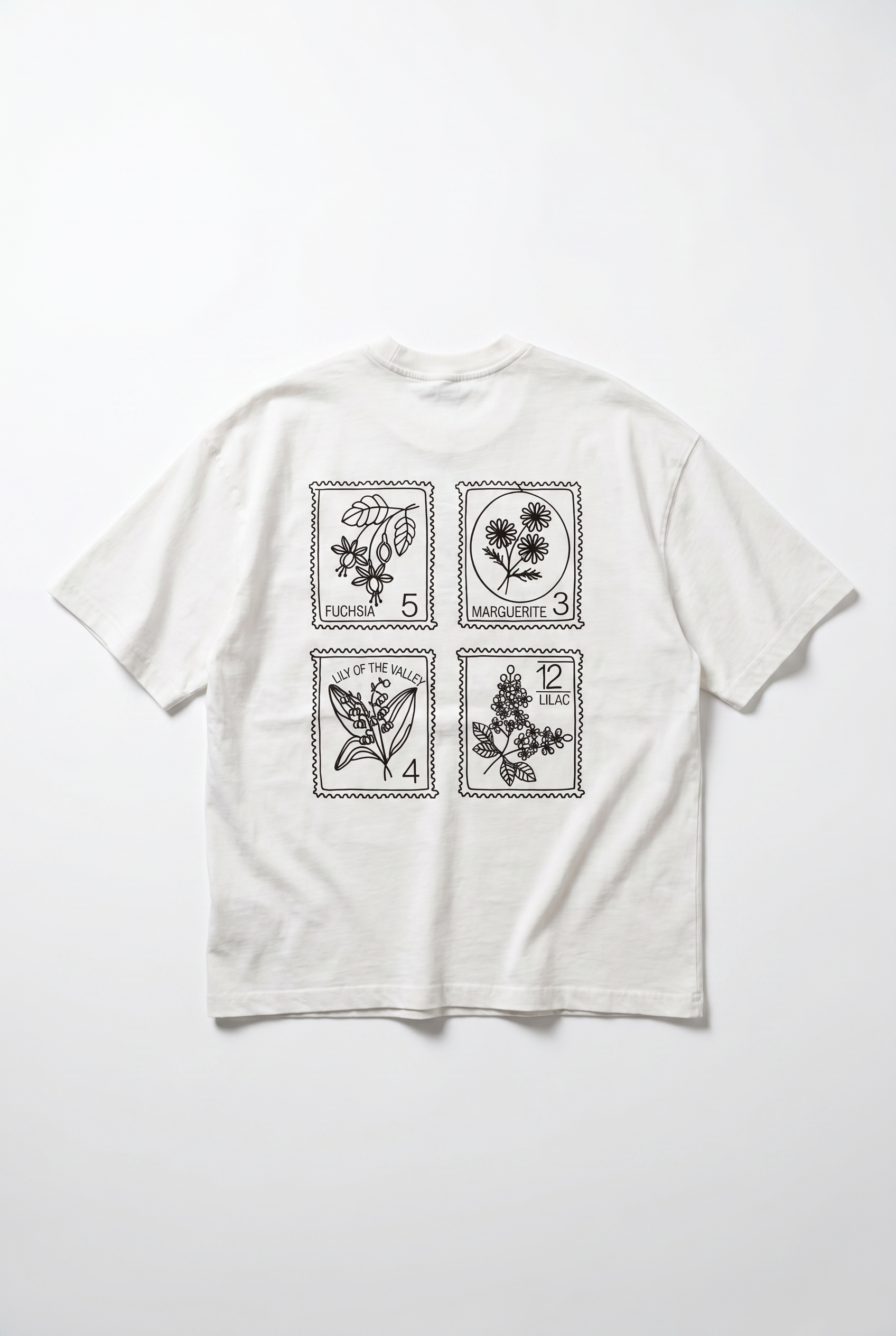 Erkek Nakışlı Oversize T-Shirt Ekru