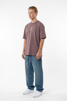 Erkek Nakışlı Oversize T-Shirt Kahve