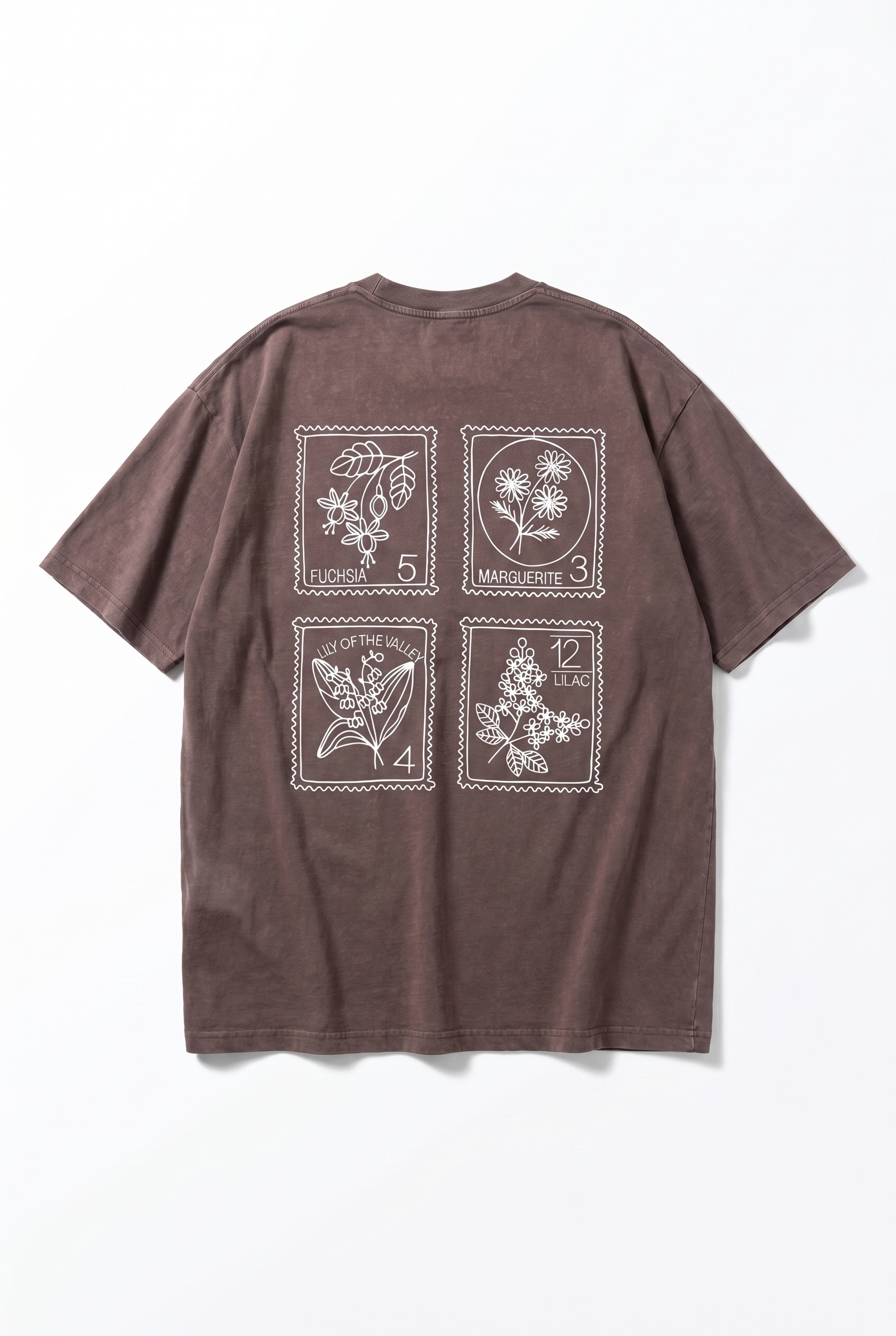 Erkek Nakışlı Oversize T-Shirt Kahve