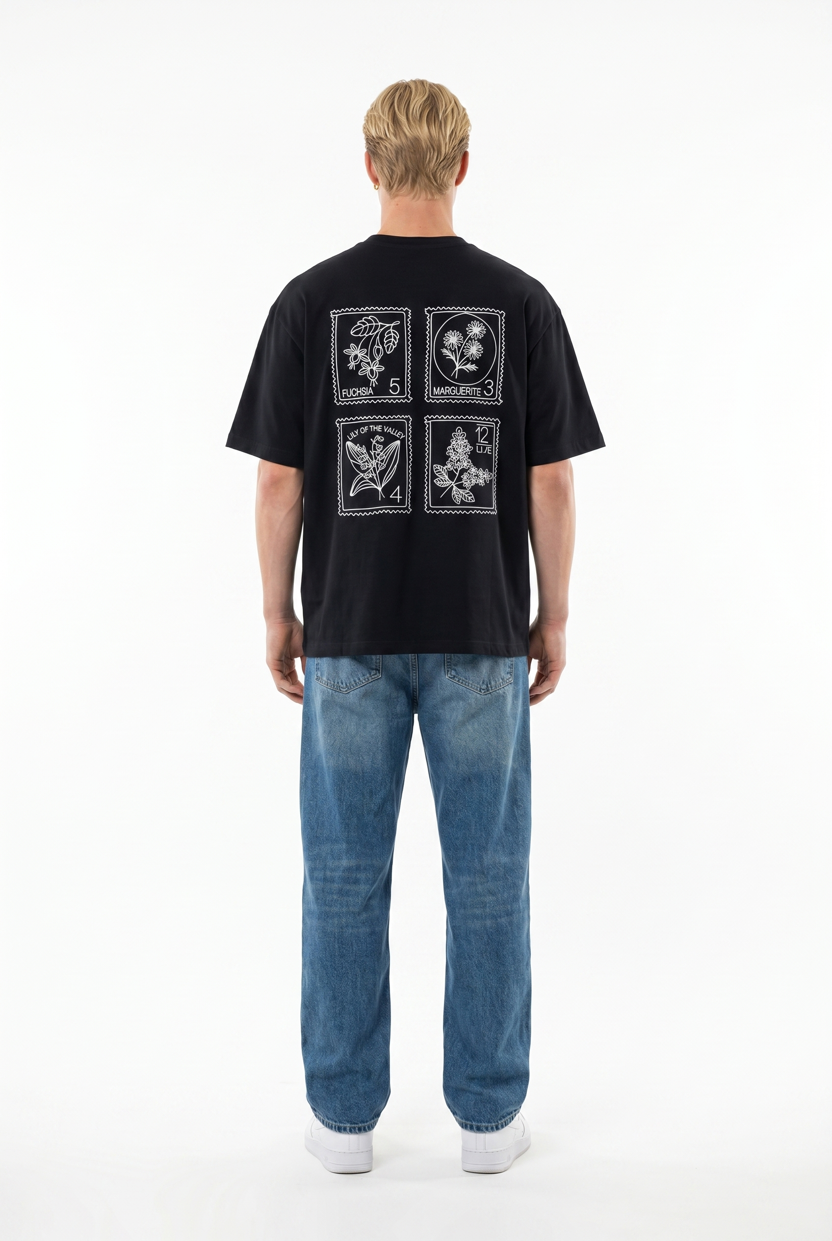 Erkek Nakışlı Oversize T-Shirt Siyah