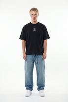 Erkek Nakışlı Oversize T-Shirt Siyah
