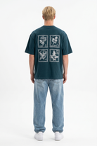 Erkek Nakışlı Oversize T-Shirt Zümrüt