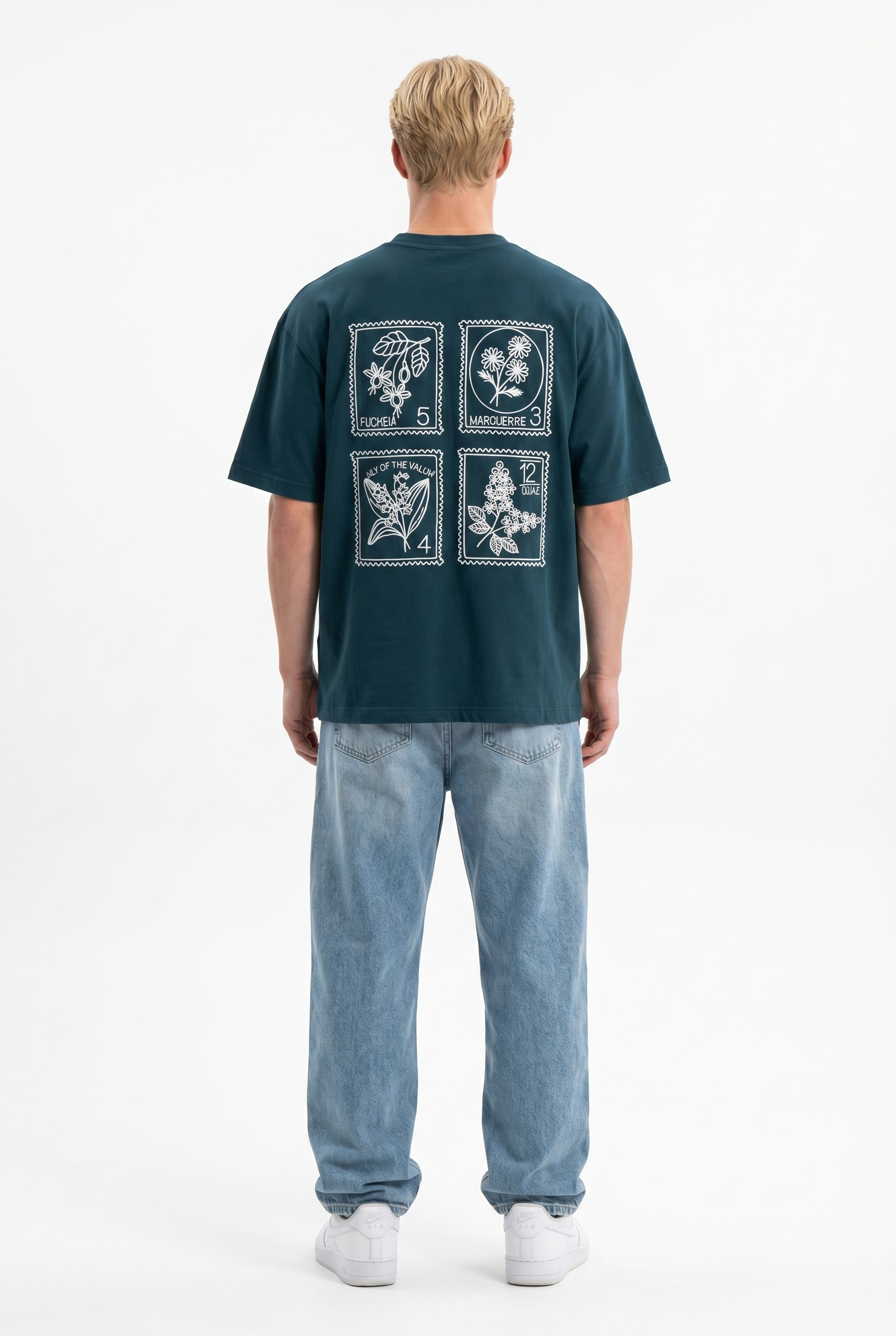 Erkek Nakışlı Oversize T-Shirt Zümrüt