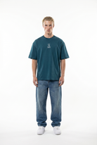Erkek Nakışlı Oversize T-Shirt Zümrüt