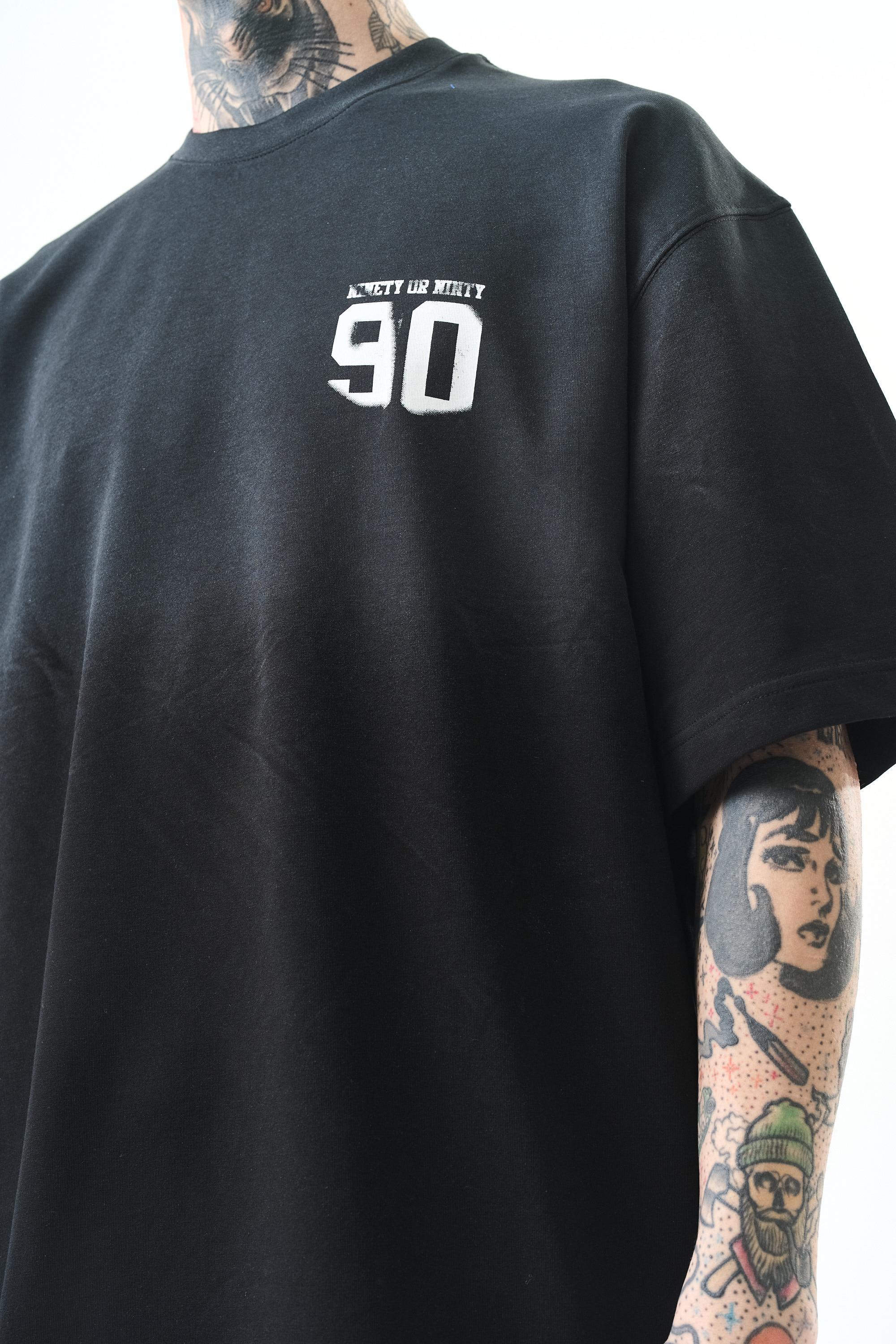 Erkek Ninety Baskılı Oversize T-Shirt Siyah