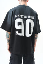 Erkek Ninety Baskılı Oversize T-Shirt Siyah