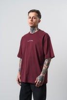 Erkek No Port Baskılı Oversize T-Shirt Bordo